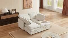 U_Style Double-Layer Cushion Modular Sofa, Freely Combinable, 4-Seater with Storage Function, Includes 4 Soft Cushions, Perfect for Living Rooms, Offices, and Apartments