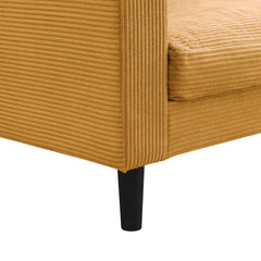 Modern Upholstered 3 Seat Sofa, High Resilience, Orange Corduroy, 74 Inches