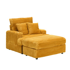 39-inch Spring upholstered armchair and Ottoman set - comfortable single sofa with cup holder and corduroy fabric, perfect for living room or bedroom