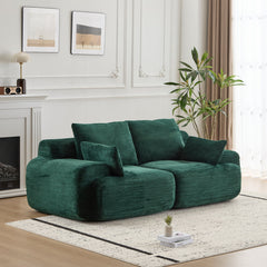 Modern Memory Foam Compressed Sofa,2 Seater Large Sectional Couches for Living Room,Pet-Friendly Cloud Modular Sectional Sofa,Corduroy Fabric,Extra Deep Loveseat,No Assembly required, Green