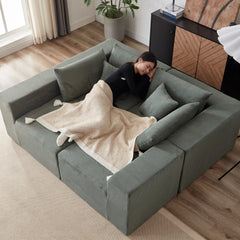 104-Inch Corduroy  Modular L Shaped Sectional Sofa,Luxury Floor Couch Set,Upholstered Indoor Furniture,Foam-Filled Compressed Sofa for Living Room,Bedroom,4 PC Free Combination