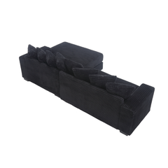 [NEW ARRIVED] [VIDEO PROVIDED] Oversized Two-Piece  Couches,  L Shaped Sofa, Corduroy, Right Chaise Daybed,with Armrests,Eight Throw Pillows,Corner Sofa,Easy To Assemble,  Black