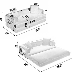 [NEW ARRIVED] [VIDEO PROVIDED] 78.5' Folding Convertible Out Sleeper Sofa Bed,4-in-1 DIY Combination Convertible Sofa,3 seat, Folding  Sofa, King Size , Bedroom,Apartment,Corduroy,Black