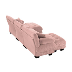 Luxury Modular Sectional Sofa Couch - Oversized U Shaped Cloud Couch for Living Room,Deep Seat Sofa Couch with 2 Ottomans ,Chenille Pink