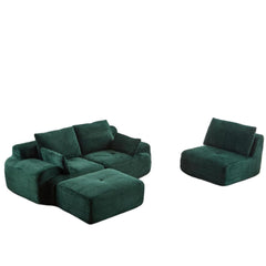 Modern Memory Foam Compressed Sofa,Large Sectional Couches for Living Room,Pet-Friendly Cloud Modular Sectional Sofa,Corduroy Fabric,Extra Deep Loveseat,No assembly required,Green