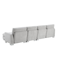 Modern Oversized L-shaped Sectional Sofa with Chaise and Free Pillows, Chenille Fabric, 119*55 Inches, Light Gray