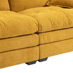 84' Chenille Sofa Small Sofa Loveseat Deep Seat Sofa Couch with 2 Throw Pillows & Memory Foam for Living Room Apartment Office Lounge-Yellow