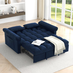Loveseats Sofa Bed with Pull-out Bed,Adjsutable Back-Blue