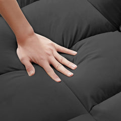Modern Velvet Convertible Loveseat Futon Sofa with Pullout Bed, Reclining Backrest, Black