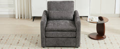 Cozy Upholstered Armchair with Double Cushion in Grey Chenille, 31.9 Inches
