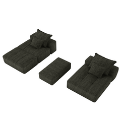 Modern Oversized Modular Sectional Sofa with Ottoman, Seat, Chaise lounge and Armrest, Sparkling Chenille Fabric Soft Cushion Sofa with 4 Pillows,4 PCS DIY Combination Tufted Sofa,No Assembly Required