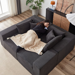 104-Inch Corduroy  Modular L Shaped Sectional Sofa,Luxury Floor Couch Set,Upholstered Indoor Furniture,Foam-Filled Compressed Sofa for Living Room,Bedroom,4 PC Free Combination