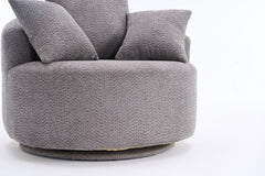 360° Swivel Chair Accent Barrel Chair Swivel Round Upholstered Sofa Chair with 3 Removable Pillows for Living Room, Bedroom, Office and Hotel, High-Resilience Sponge,Grey