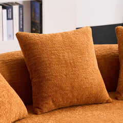 LY-025S Curved Loveseat Orange Full Compression Sponge Sofa, 30D Chenille No-Assembly Compact Sofa for Small Spaces & Apartments, 65'L, 300 lbs, 3 Pillows
