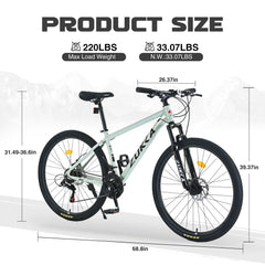 27.5 Inch Wheels 21 Speed Mountain Bike, for Men Women Boys and Girls, Front Suspension,Aluminum Alloy Frame