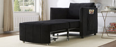 Upholstered Convertible Sleeper Sofa with 5-Position Backrest, Side Pockets, Storage, Black Chenille, 31.5'