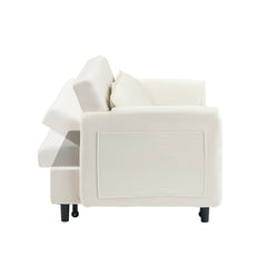 52 'beige modern velvet sofa, sofa pullout bed, small love seat casual sofa with back, pillow, pockets, living room furniture, 3 in 1 convertible sleep sofa bed.