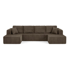 Modern Minimalist U Shape Modular Sectional Sofa, Sleeper Sofa in Corduroy, Brown