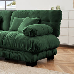 3-Seater Sectional Sofa Modular Deep Seat Sofa Couch , Chenille Sofa Soft Comfy Upholstered Furniture for Living Room, Apartment, Studio, Office,Chenille,Green