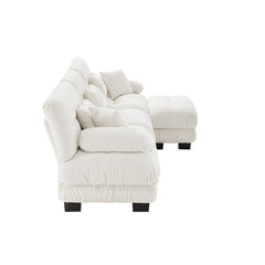 Luxury Modular Sectional Sofa Couch,Oversized L Shaped Cloud Couch for Living Room,Deep Seat Sofa Couch with Convertible Ottoman,Chenille White