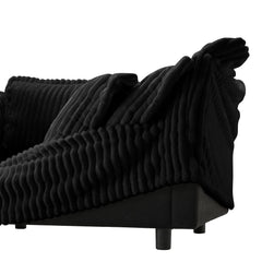 Slip-covered Armchair with 1 Big Back Cushion and 2 Big Toss Pillows, Single Deep Seat Comfy Single Couch Sofa Multiple Large Soft Pillows, Black Corduroy Fabric