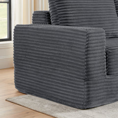 Modern Minimalist L-Shape Modular Sectional Sofa with Compressed Corduroy Upholstery in Gray