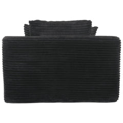 Modern Black Corduroy Chaise Lounge Sofa Bed with Removable Pillows, 48.8' Upholstered Sleeper Sofa