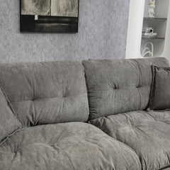 84' Chenille Sofa Small Sofa Loveseat Deep Seat Sofa Couch with 2 Throw Pillows & Memory Foam for Living Room Apartment Office Lounge-Grey