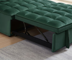 Convertible sleeping sofa bed, modern velvet fabric double seat sofa bed, sleeping sofa bed with 2 backs and detachable backs, backs, suitable for living room bedroom(GREEN)