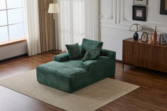 Oversized Chaise Lounge Chair Cozy Cloud Couch, Modern Plush Corduroy Upholstered Sleeper Sofa Daybed with 3 Throw Pillows and Wide Armrest for Living Room, No Assembly Required,Green