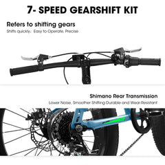 V20235 20 Inch Fat Tire Bike Adult 7 Speed Mountain Bike, Dual Disc Brakes, High Carbon Steel Frame, Front Suspension, Mountain Buggy, City Commuter City Bike, Fat Tire Bike