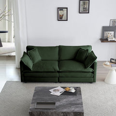 2 Seater Loveseat and Chair Set, 2 Piece Sofa & Chair Set, Loveseat and Accent Chair , 2-Piece Upholstered Chenille Sofa Living Room Couch Furniture(1+2 Seat ) ,Green Chenille