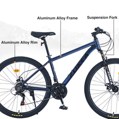 27.5 Inch Wheels 21 Speed Mountain Bike, for Men Women Boys and Girls, Front Suspension,Aluminum Alloy Frame