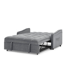 Loveseats Sofa Bed with Pull-out Bed,Adjsutable Back and Two Arm Pocket,TypeC and USB Charging with Copper nail,Grey (47'x53'x31')