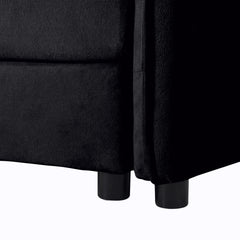 Modern Chenille Deep Seat Sectional Sofa Cloud Couch with Ottoman, Comfy Love Seat Upholstered Modular L Shaped Couch, Black