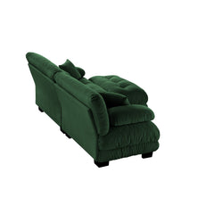 Cloud Couch Sectional Sofa for Living Room, Chenille 2 Seater Sofa with 2 Lumbar pillows and 2 throw pillows , Upholstered Wide Arm Sofa with Convertible Ottoman,Chenille Green