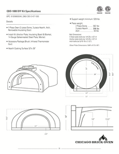 Chicago Brick Oven CBO-1000 Built-In Wood Fired Commercial Outdoor Pizza Oven DIY Kit With 53" x 39" Cooking Surface [CBO-O-KIT-1000] (SAK62895)