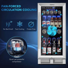 Costway 15'' Tall Built-In Freestanding Beverage Cooler Refrigerator, 100 Cans (SAK77654)