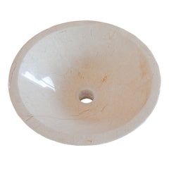 Crema Marfil Marble Natural Stone Tapered Sink High-Gloss Polished  (D)16" (H)6"