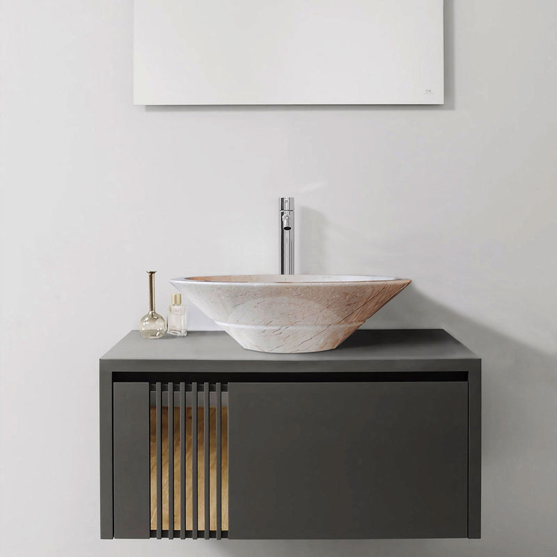 Crema Marfil Marble Natural Stone Tapered Sink High-Gloss Polished  (D)16