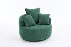 360° Swivel Chair Accent Barrel Chair Swivel Round Upholstered Sofa Chair with 3 Removable Pillows for Living Room, Bedroom, Office and Hotel, High-Resilience Sponge,Green