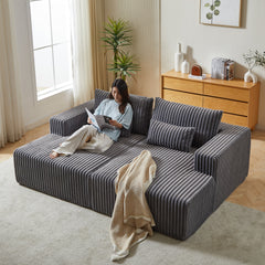 87' Oversized Sectional Lounge Chaise ,No Assembly Required,Cloud Plush Loveseat with Reclining Sofa Bed,Fluffy Modern Sleeper Chair for Indoor Living Room Bedroom