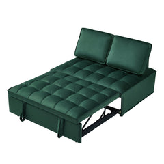 Convertible sleeping sofa bed, modern velvet fabric double seat sofa bed, sleeping sofa bed with 2 backs and detachable backs, backs, suitable for living room bedroom(GREEN)