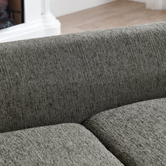 Modern Rectangular Pet Sofa with Backrest and Armrests, Soft Cushion, Dark Grey Linen, Rubber Wood Frame