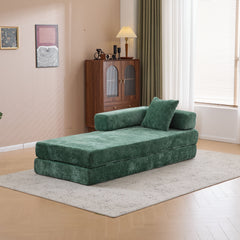 Floor Couch,Compression Sofa,Convertible Floor Sofa Bed-with Pillow Back Support Armrest,Comfy Futon Couch Lounge Sleeper Bed,Chenille fabric,for Living Room Bedroom (dark green)