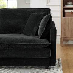 Modern Home Living Room L-Shaped Sectional Sofa Couches with Ottoman, Convertible Oversized 4 Seater Couch Towel Fabric, Black