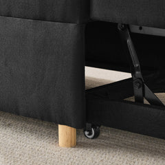 Convertible Sleeper Sofa Chair Adjustable Backrest Recliner with Pullout Sofa Bed with Wheels, Modern Linen Fabric for Living Room for Tight Spaces, Black