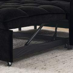 Loveseats Sofa Bed with Pull-out Bed,Adjsutable Back and Two Arm Pocket,TypeC and USB Charging with Copper nail,Black (47'x53'x31')