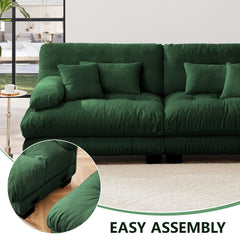3-Seater Sectional Sofa Modular Deep Seat Sofa Couch , Chenille Sofa Soft Comfy Upholstered Furniture for Living Room, Apartment, Studio, Office,Chenille,Green