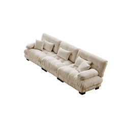 3-Seater Sectional Sofa Modular Deep Seat Sofa Couch , Chenille Sofa Soft Comfy Upholstered Furniture for Living Room, Apartment, Studio, Office,Chenille Light coffee